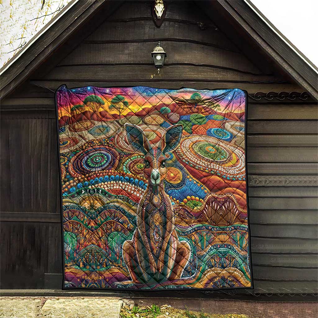 Australian Aboriginal Art Kangaroo Quilt Looking Forward Looking Blak Aboriginal Dot Painting