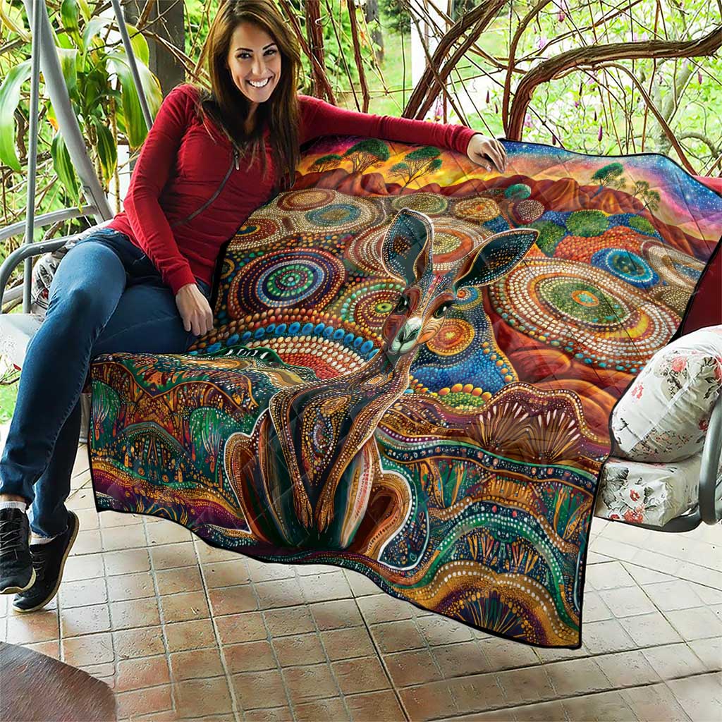 Australian Aboriginal Art Kangaroo Quilt Looking Forward Looking Blak Aboriginal Dot Painting