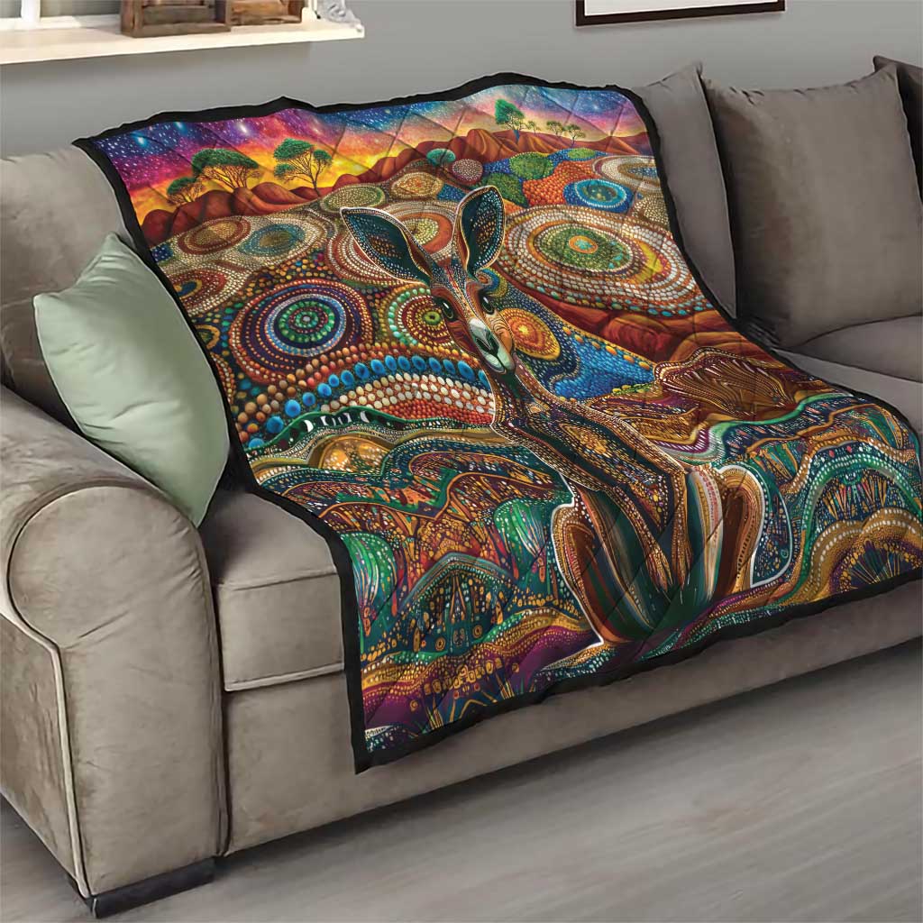 Australian Aboriginal Art Kangaroo Quilt Looking Forward Looking Blak Aboriginal Dot Painting