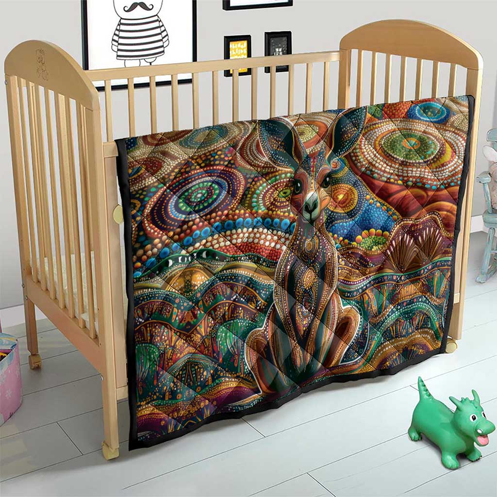 Australian Aboriginal Art Kangaroo Quilt Looking Forward Looking Blak Aboriginal Dot Painting