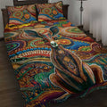 Australian Aboriginal Art Kangaroo Quilt Bed Set Looking Forward Looking Blak Aboriginal Dot Painting