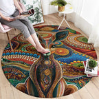 Australian Aboriginal Art Kangaroo Round Carpet Looking Forward Looking Blak Aboriginal Dot Painting
