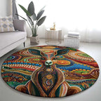 Australian Aboriginal Art Kangaroo Round Carpet Looking Forward Looking Blak Aboriginal Dot Painting