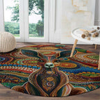 Australian Aboriginal Art Kangaroo Round Carpet Looking Forward Looking Blak Aboriginal Dot Painting