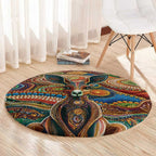 Australian Aboriginal Art Kangaroo Round Carpet Looking Forward Looking Blak Aboriginal Dot Painting