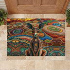 Australian Aboriginal Art Kangaroo Rubber Doormat Looking Forward Looking Blak Aboriginal Dot Painting