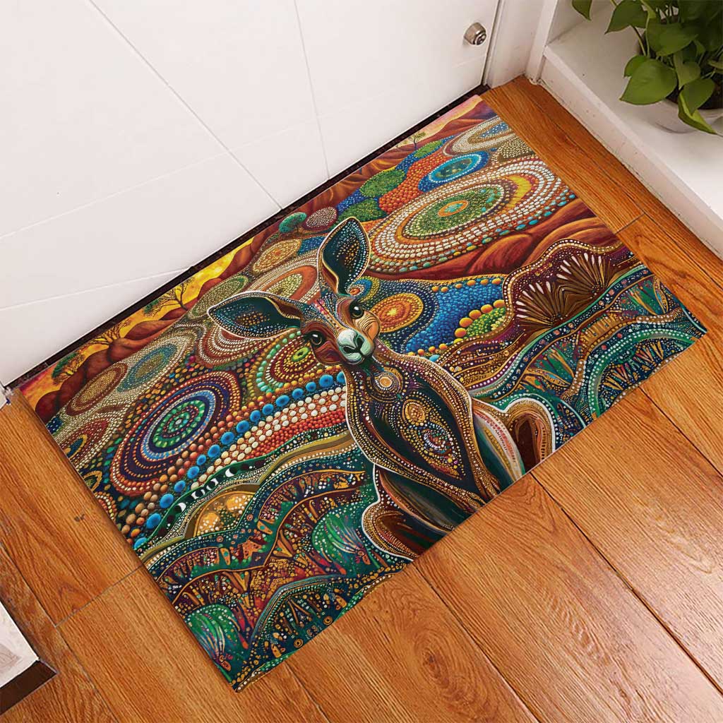 Australian Aboriginal Art Kangaroo Rubber Doormat Looking Forward Looking Blak Aboriginal Dot Painting