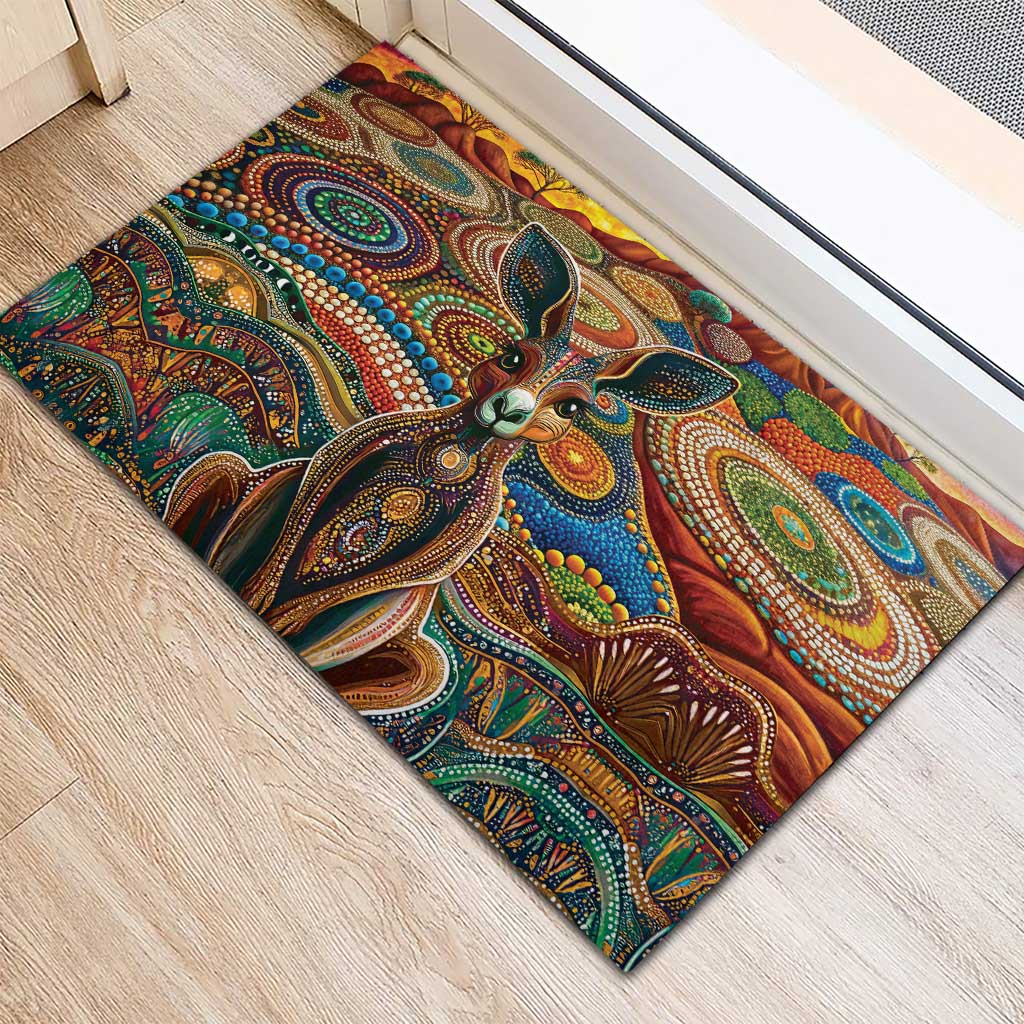 Australian Aboriginal Art Kangaroo Rubber Doormat Looking Forward Looking Blak Aboriginal Dot Painting