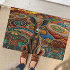 Australian Aboriginal Art Kangaroo Rubber Doormat Looking Forward Looking Blak Aboriginal Dot Painting