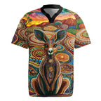 Australian Aboriginal Art Kangaroo Rugby Jersey Looking Forward Looking Blak Aboriginal Dot Painting