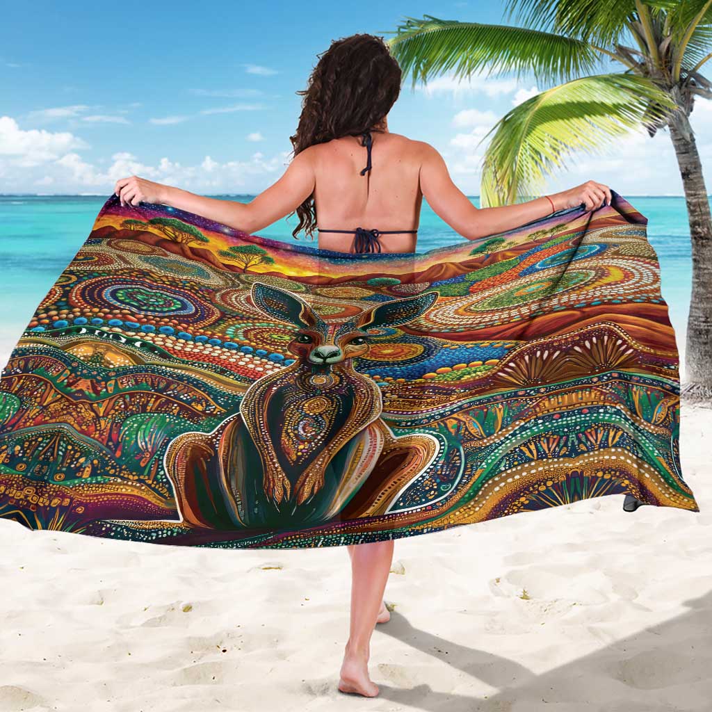 Australian Aboriginal Art Kangaroo Sarong Looking Forward Looking Blak Aboriginal Dot Painting