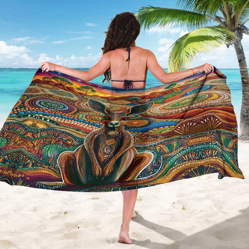 Australian Aboriginal Art Kangaroo Sarong Looking Forward Looking Blak Aboriginal Dot Painting