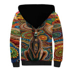 Australian Aboriginal Art Kangaroo Sherpa Hoodie Looking Forward Looking Blak Aboriginal Dot Painting