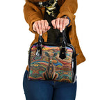 Australian Aboriginal Art Kangaroo Shoulder Handbag Looking Forward Looking Blak Aboriginal Dot Painting