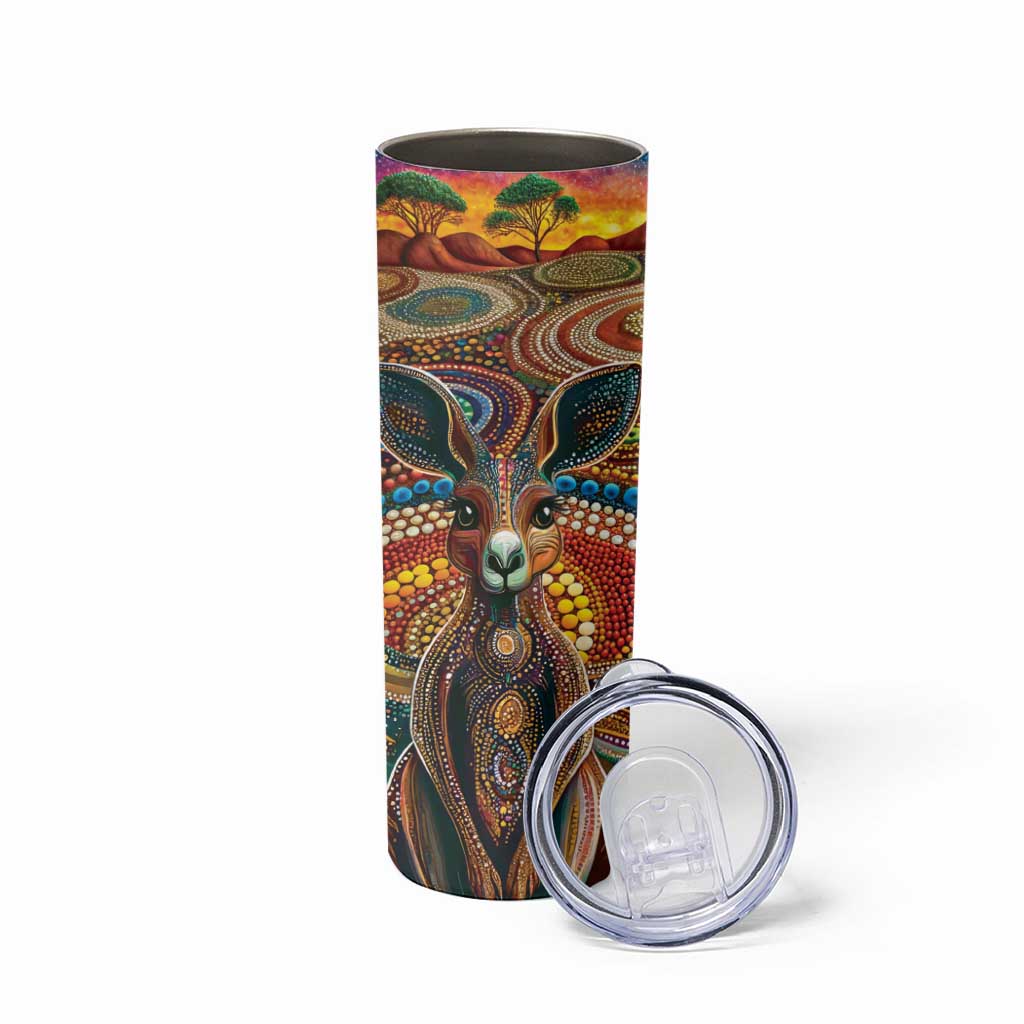 Australian Aboriginal Art Kangaroo Skinny Tumbler Looking Forward Looking Blak Aboriginal Dot Painting
