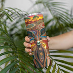 Australian Aboriginal Art Kangaroo Skinny Tumbler Looking Forward Looking Blak Aboriginal Dot Painting