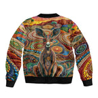 Australian Aboriginal Art Kangaroo Sleeve Zip Bomber Jacket Looking Forward Looking Blak Aboriginal Dot Painting