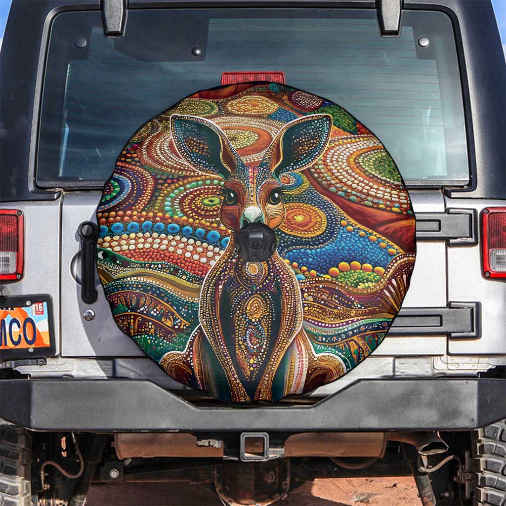Australian Aboriginal Art Kangaroo Spare Tire Cover Looking Forward Looking Blak Aboriginal Dot Painting