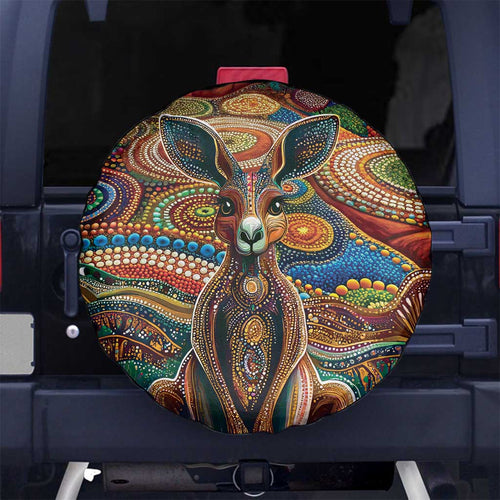 Australian Aboriginal Art Kangaroo Spare Tire Cover Looking Forward Looking Blak Aboriginal Dot Painting