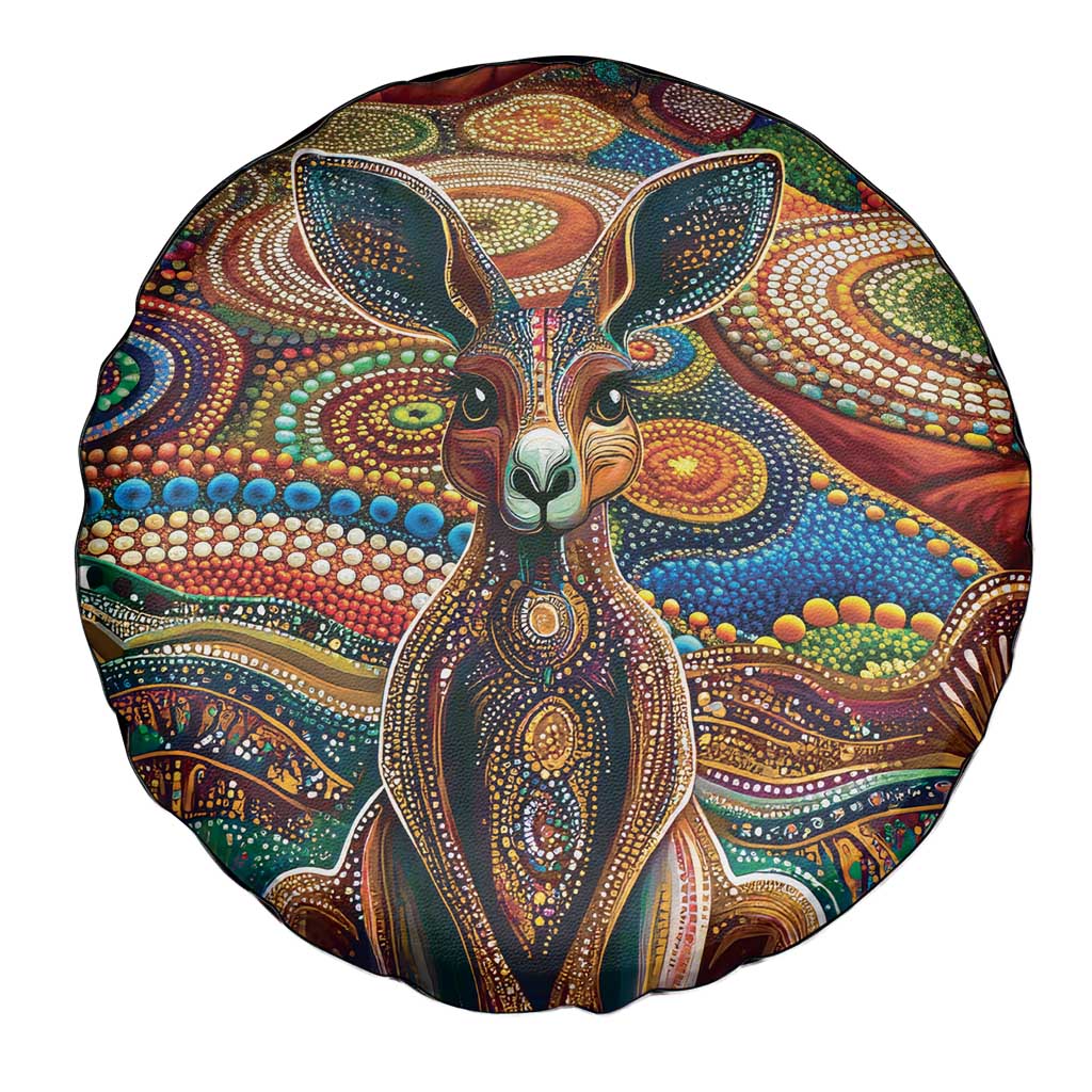 Australian Aboriginal Art Kangaroo Spare Tire Cover Looking Forward Looking Blak Aboriginal Dot Painting