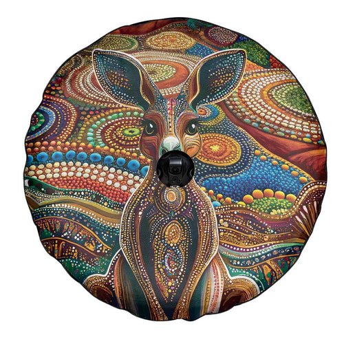 Australian Aboriginal Art Kangaroo Spare Tire Cover Looking Forward Looking Blak Aboriginal Dot Painting