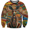 Australian Aboriginal Art Kangaroo Sweatshirt Looking Forward Looking Blak Aboriginal Dot Painting