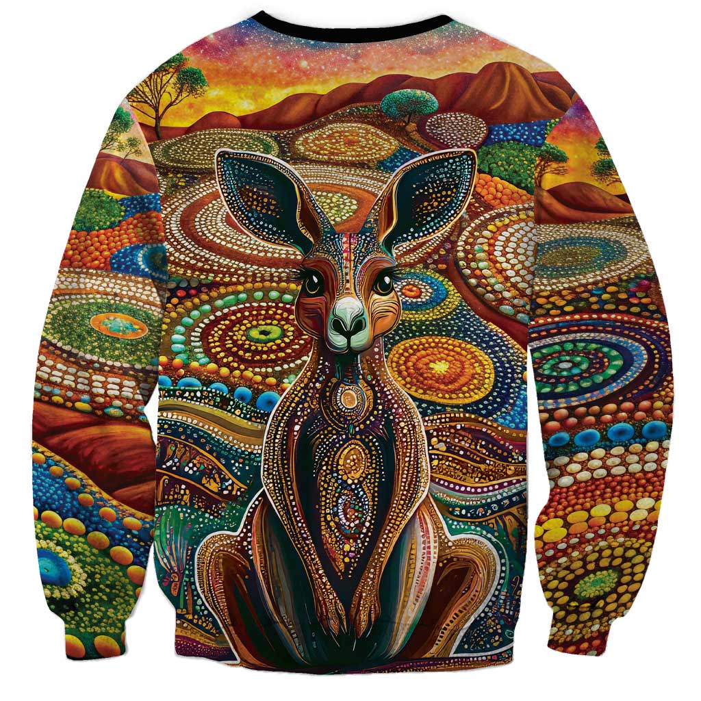 Australian Aboriginal Art Kangaroo Sweatshirt Looking Forward Looking Blak Aboriginal Dot Painting