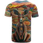Australian Aboriginal Art Kangaroo T Shirt Looking Forward Looking Blak Aboriginal Dot Painting