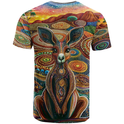 Australian Aboriginal Art Kangaroo T Shirt Looking Forward Looking Blak Aboriginal Dot Painting