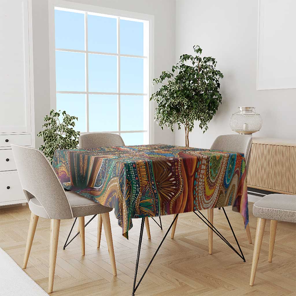 Australian Aboriginal Art Kangaroo Tablecloth Looking Forward Looking Blak Aboriginal Dot Painting