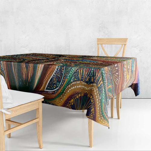 Australian Aboriginal Art Kangaroo Tablecloth Looking Forward Looking Blak Aboriginal Dot Painting