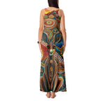 Australian Aboriginal Art Kangaroo Tank Maxi Dress Looking Forward Looking Blak Aboriginal Dot Painting