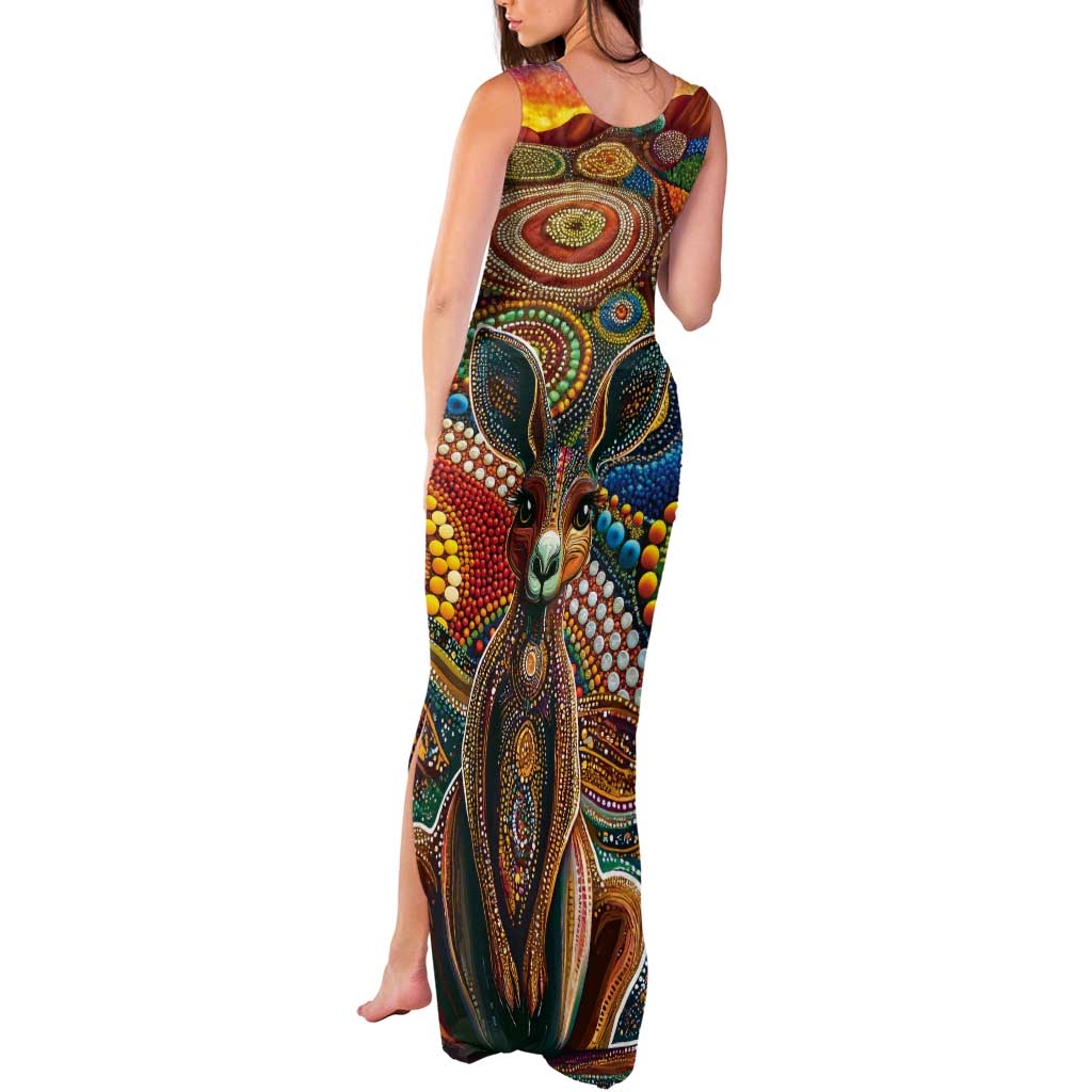 Australian Aboriginal Art Kangaroo Tank Maxi Dress Looking Forward Looking Blak Aboriginal Dot Painting