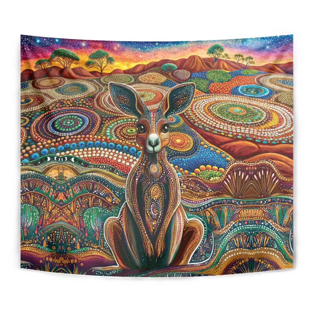 Australian Aboriginal Art Kangaroo Tapestry Looking Forward Looking Blak Aboriginal Dot Painting