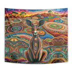 Australian Aboriginal Art Kangaroo Tapestry Looking Forward Looking Blak Aboriginal Dot Painting