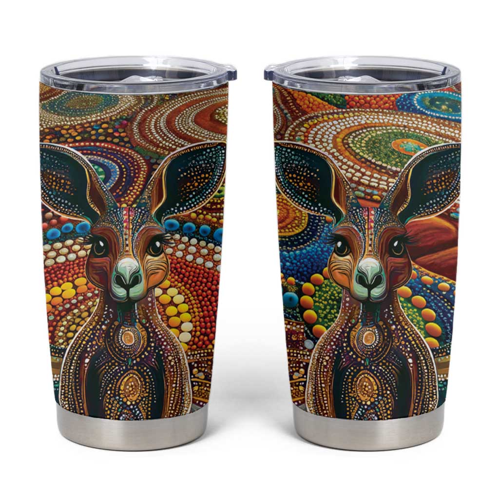 Australian Aboriginal Art Kangaroo Tumbler Cup Looking Forward Looking Blak Aboriginal Dot Painting