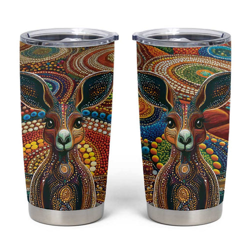 Australian Aboriginal Art Kangaroo Tumbler Cup Looking Forward Looking Blak Aboriginal Dot Painting