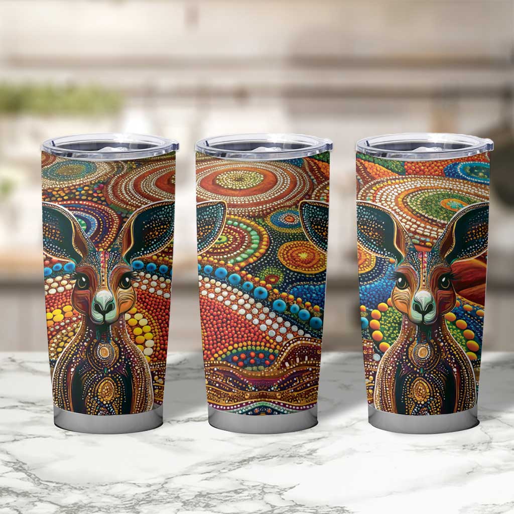 Australian Aboriginal Art Kangaroo Tumbler Cup Looking Forward Looking Blak Aboriginal Dot Painting