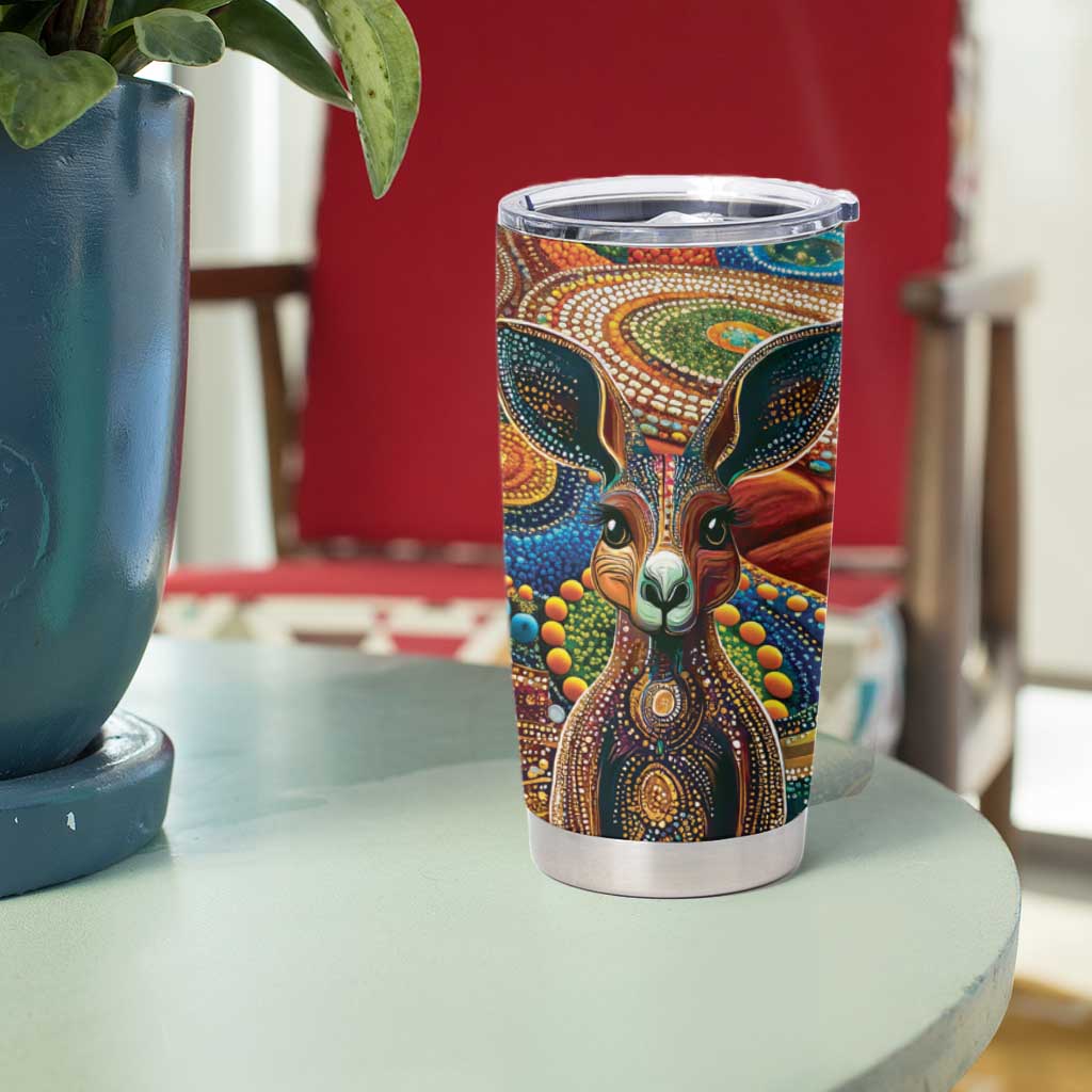 Australian Aboriginal Art Kangaroo Tumbler Cup Looking Forward Looking Blak Aboriginal Dot Painting