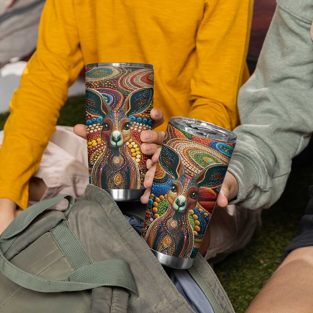 Australian Aboriginal Art Kangaroo Tumbler Cup Looking Forward Looking Blak Aboriginal Dot Painting