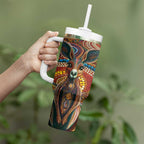 Australian Aboriginal Art Kangaroo Tumbler With Handle Looking Forward Looking Blak Aboriginal Dot Painting