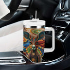 Australian Aboriginal Art Kangaroo Tumbler With Handle Looking Forward Looking Blak Aboriginal Dot Painting