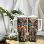 Australian Aboriginal Art Kangaroo Tumbler With Handle Looking Forward Looking Blak Aboriginal Dot Painting