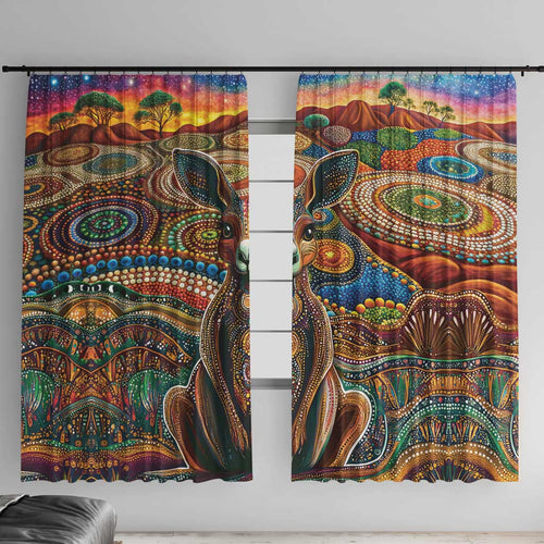Australian Aboriginal Art Kangaroo Window Curtain Looking Forward Looking Blak Aboriginal Dot Painting