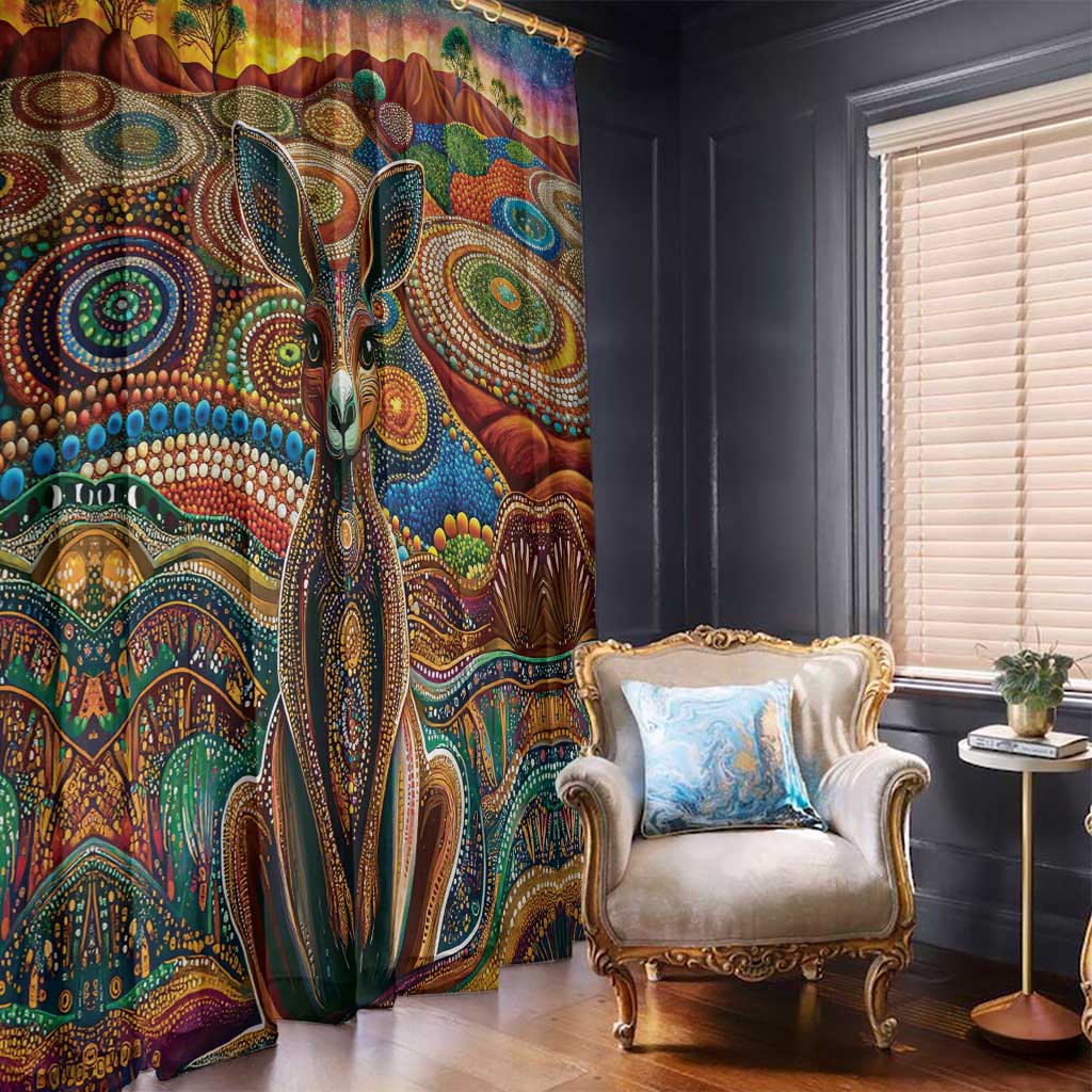Australian Aboriginal Art Kangaroo Window Curtain Looking Forward Looking Blak Aboriginal Dot Painting