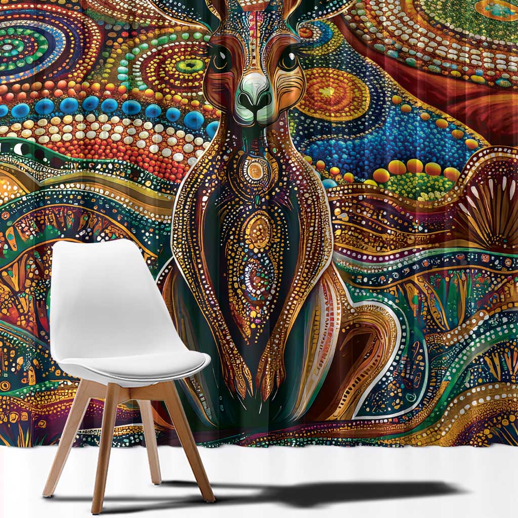 Australian Aboriginal Art Kangaroo Window Curtain Looking Forward Looking Blak Aboriginal Dot Painting