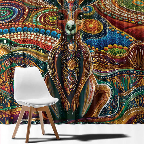 Australian Aboriginal Art Kangaroo Window Curtain Looking Forward Looking Blak Aboriginal Dot Painting