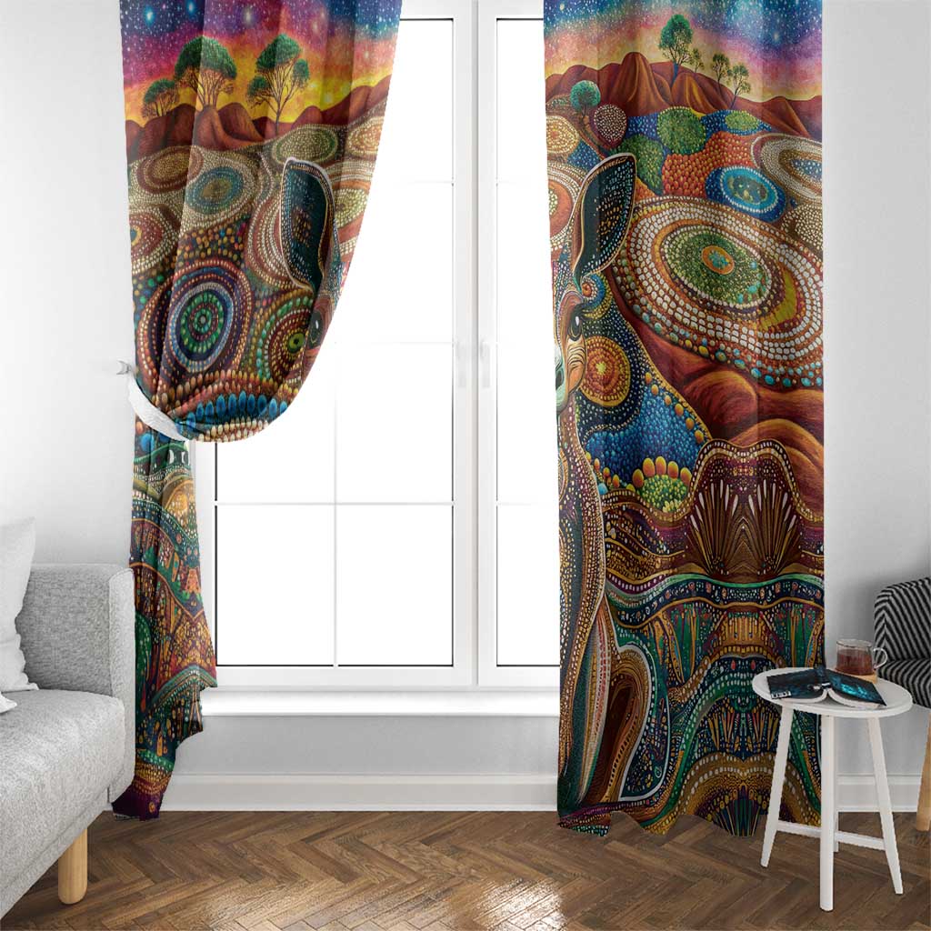 Australian Aboriginal Art Kangaroo Window Curtain Looking Forward Looking Blak Aboriginal Dot Painting