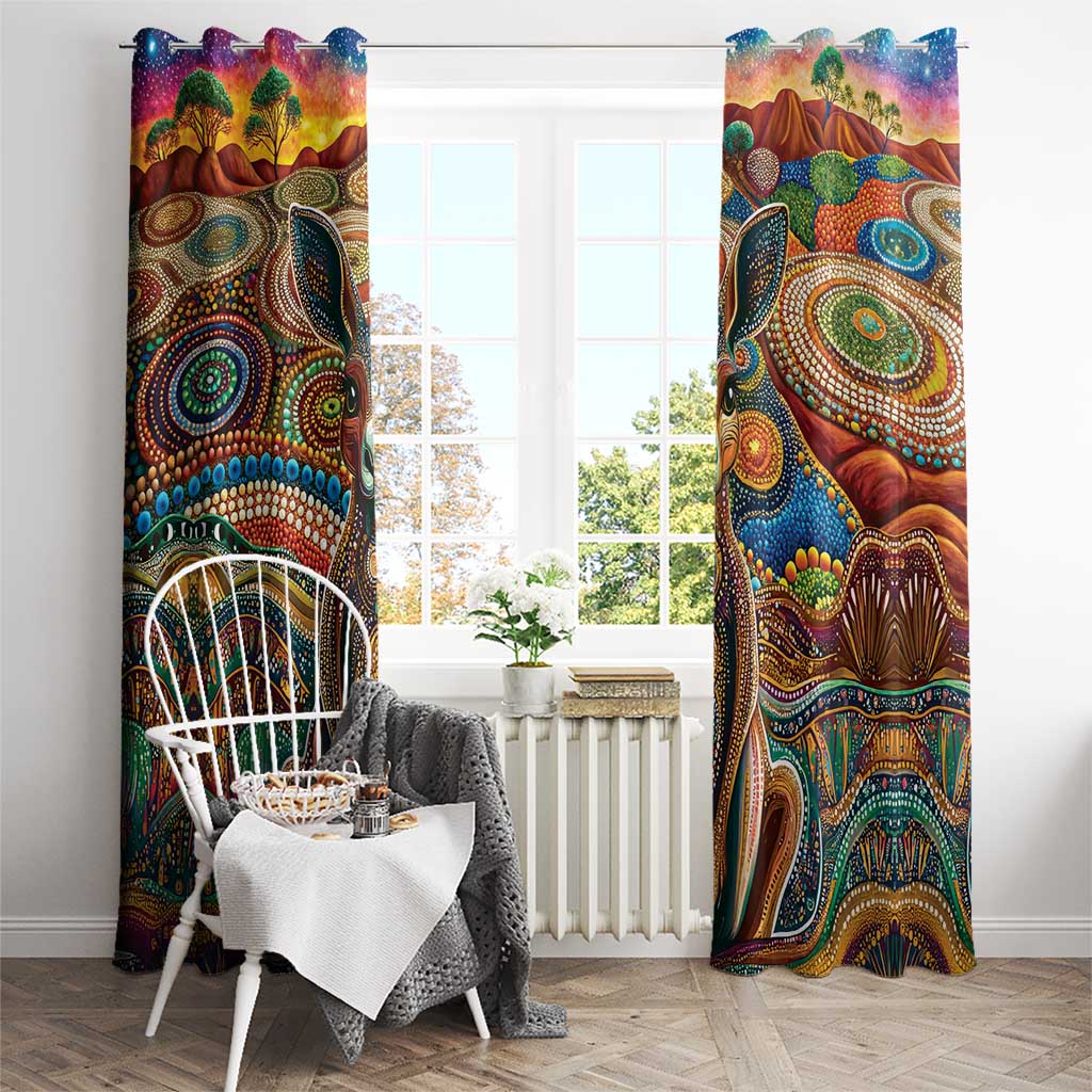 Australian Aboriginal Art Kangaroo Window Curtain Looking Forward Looking Blak Aboriginal Dot Painting