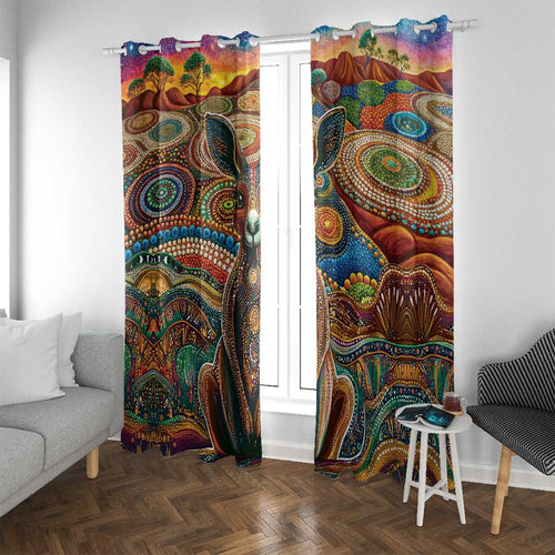 Australian Aboriginal Art Kangaroo Window Curtain Looking Forward Looking Blak Aboriginal Dot Painting